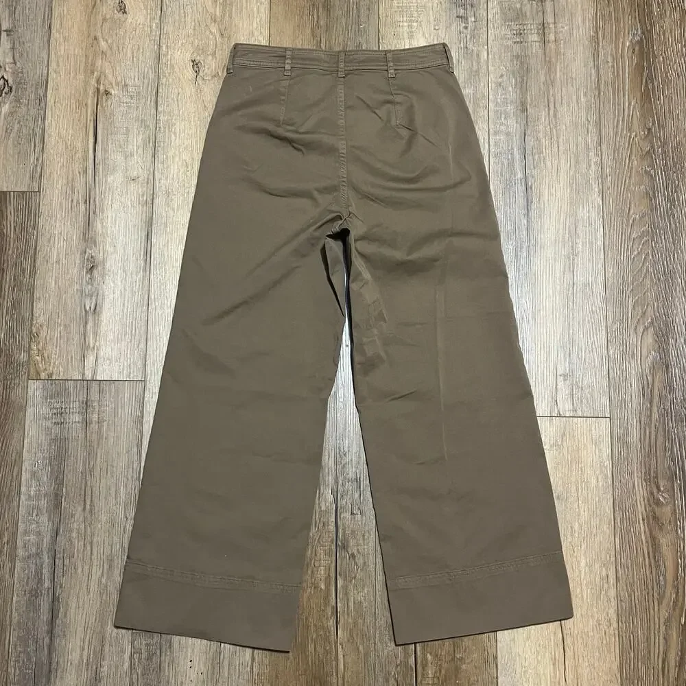 NWT EVERLANE Lightweight Wide-Leg Crop Chino Tan Size 4 Boho Classic Casual Chic - Picture 5 of 8